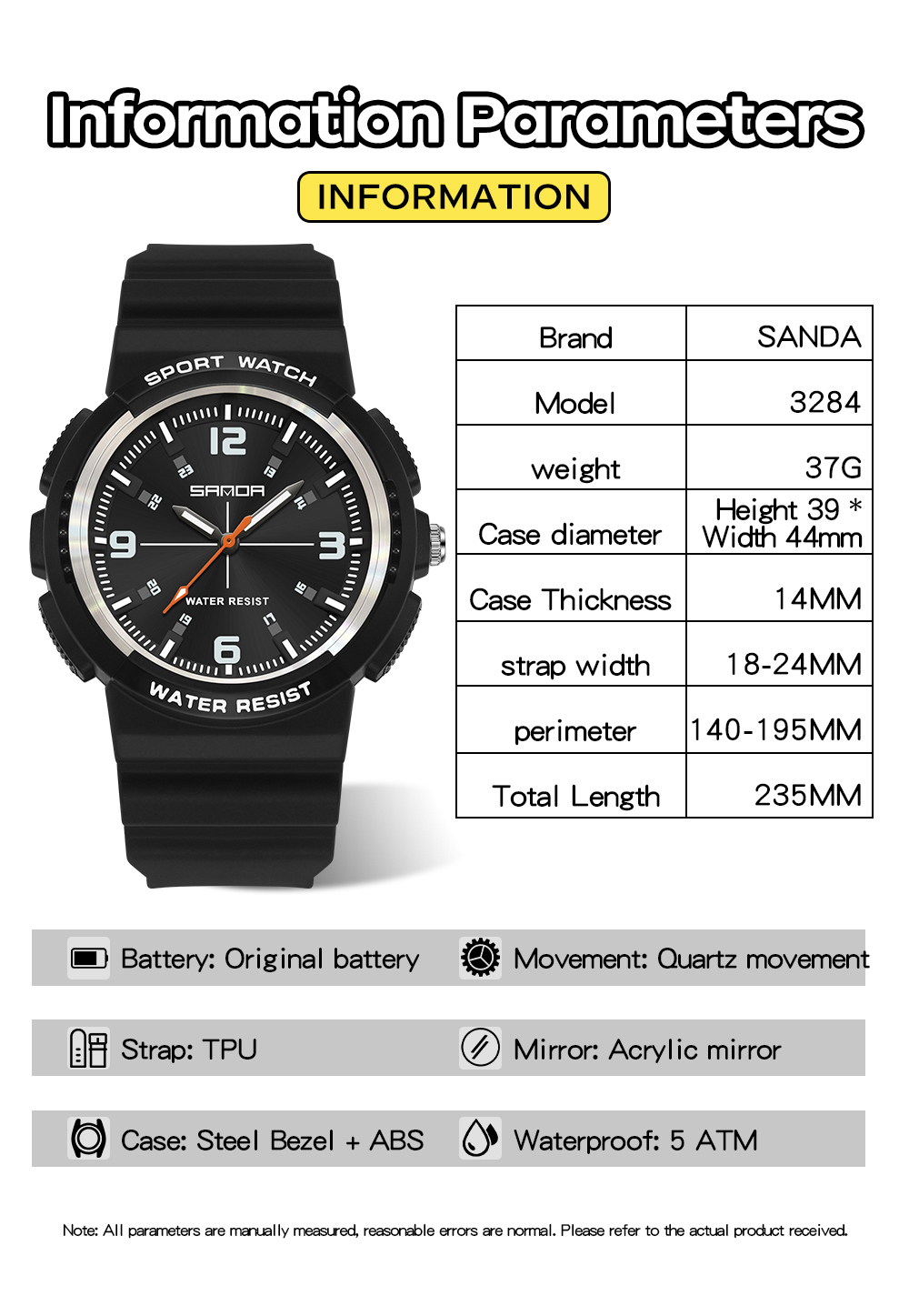 SANDA New 3284 Fashion Student - Rubber Strap Diver 评论和价格