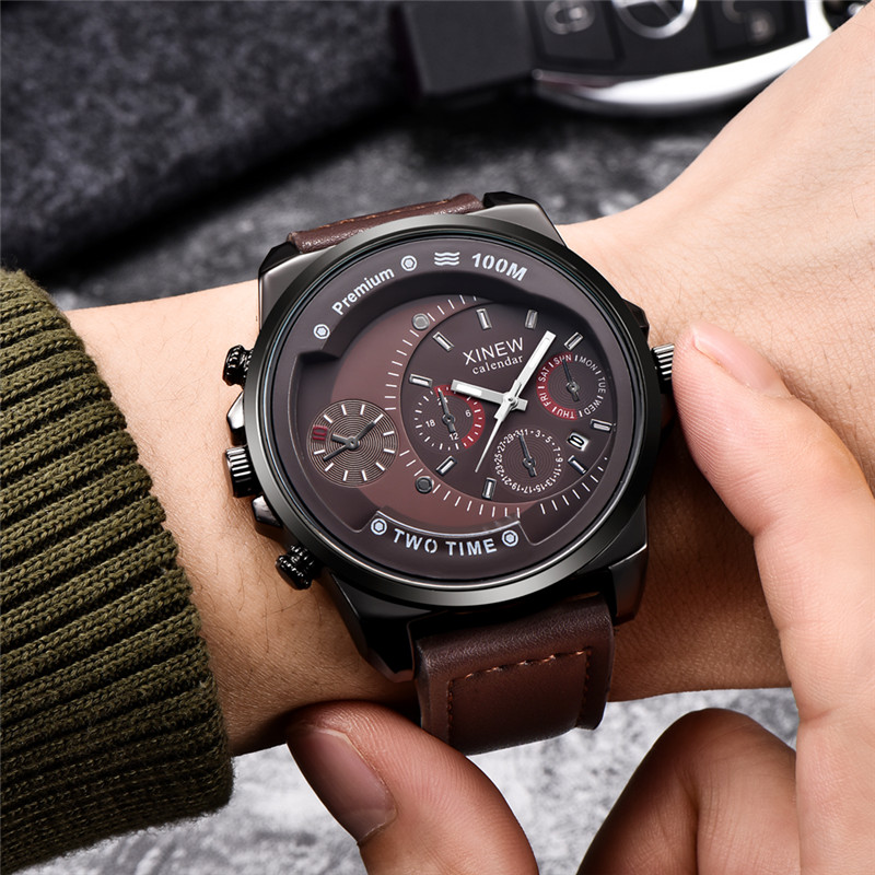 Original XINEW Brand Men Watch - Leather Watch Band Men 评论和价格