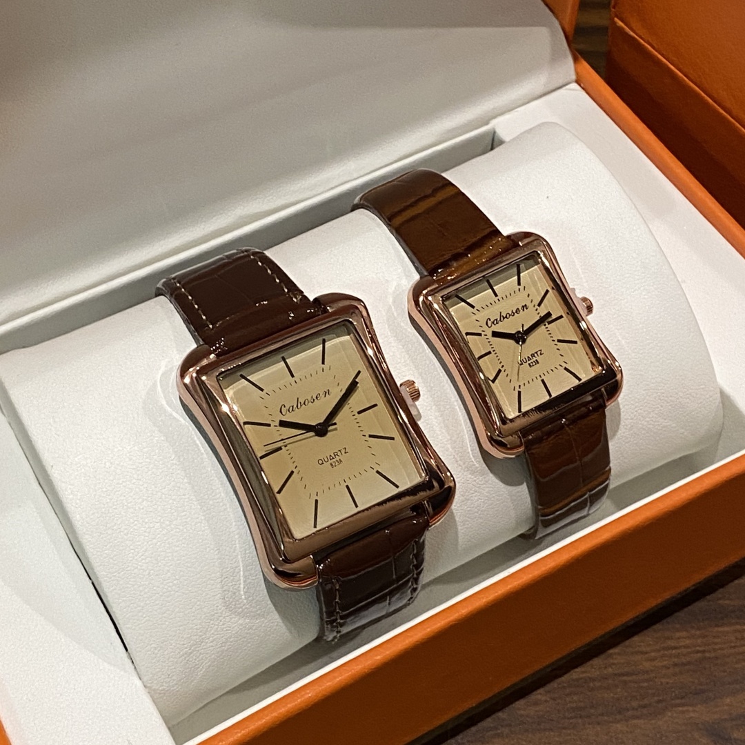 Couple Watch Quartz Movement B - Leather Watch Band Men 评论和价格