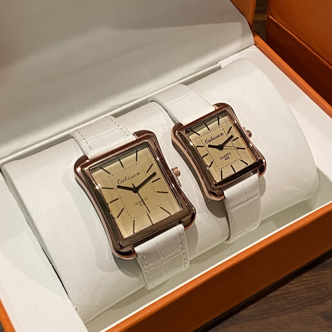 Couple Watch Quartz Movement B - Leather Watch Band Men 评论和价格