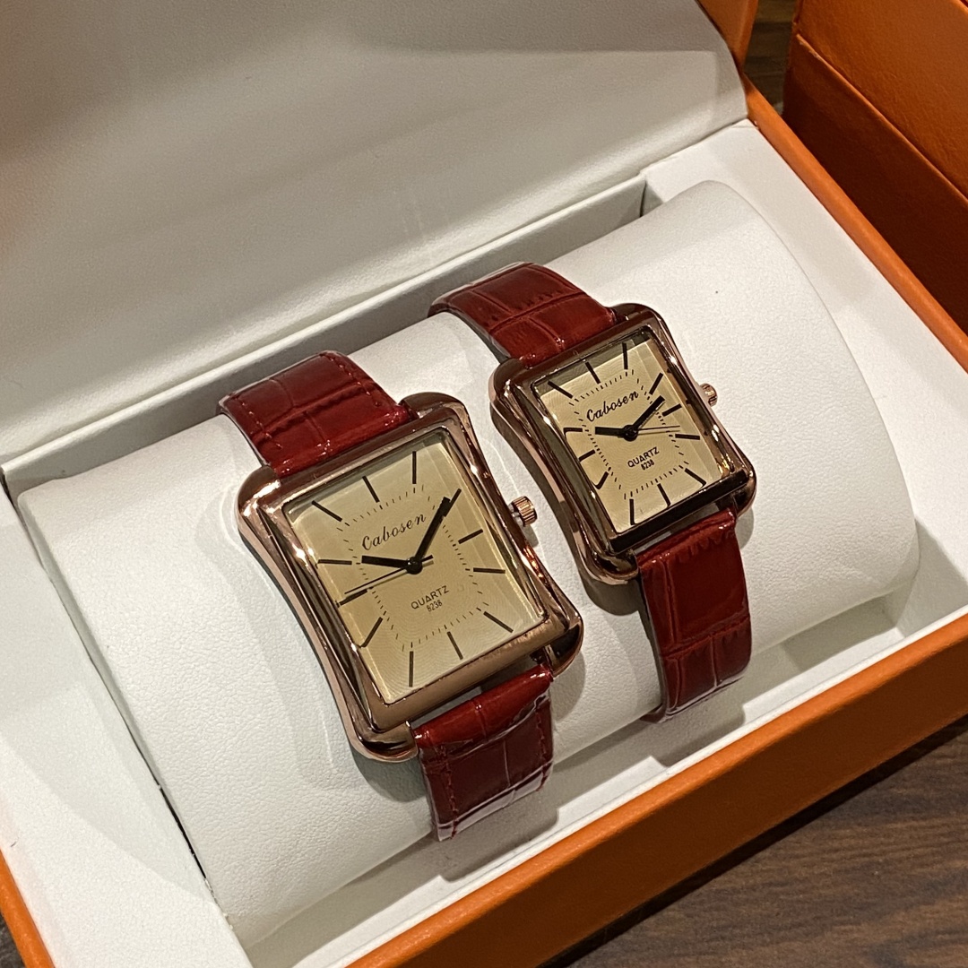 Couple Watch Quartz Movement B - Leather Watch Band Men 评论和价格