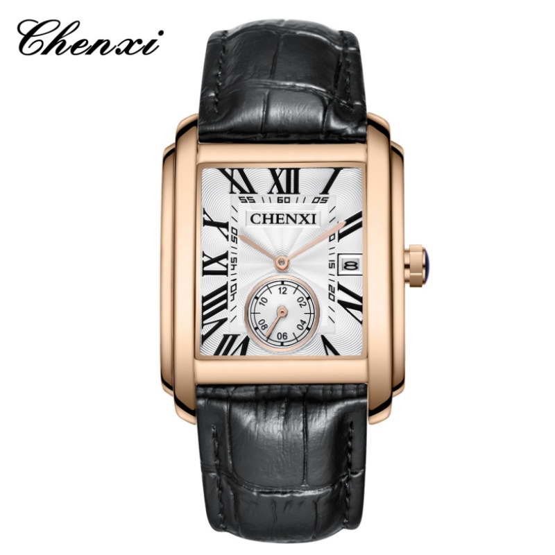 CHENXI 8216 Fashion Classic Sq - Leather Watch Band Men 评论和价格