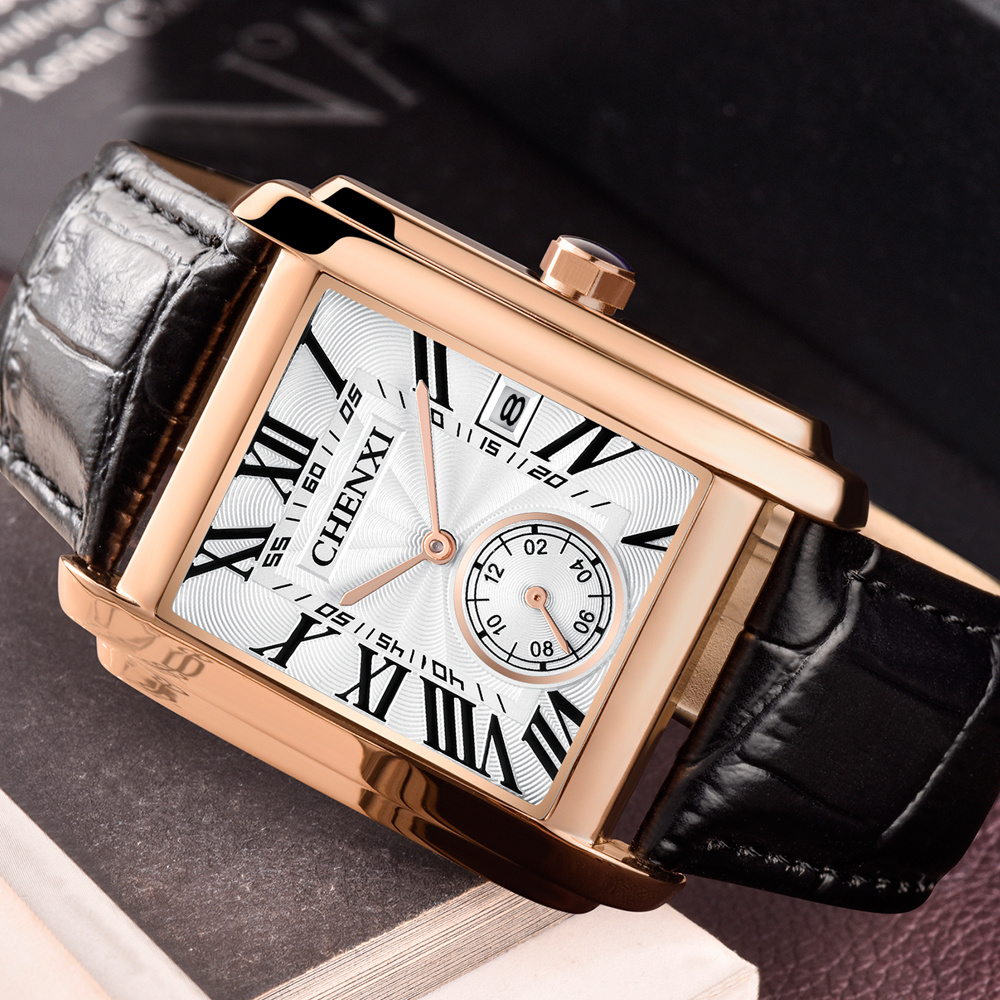 CHENXI 8216 Fashion Classic Sq - Leather Watch Band Men 评论和价格