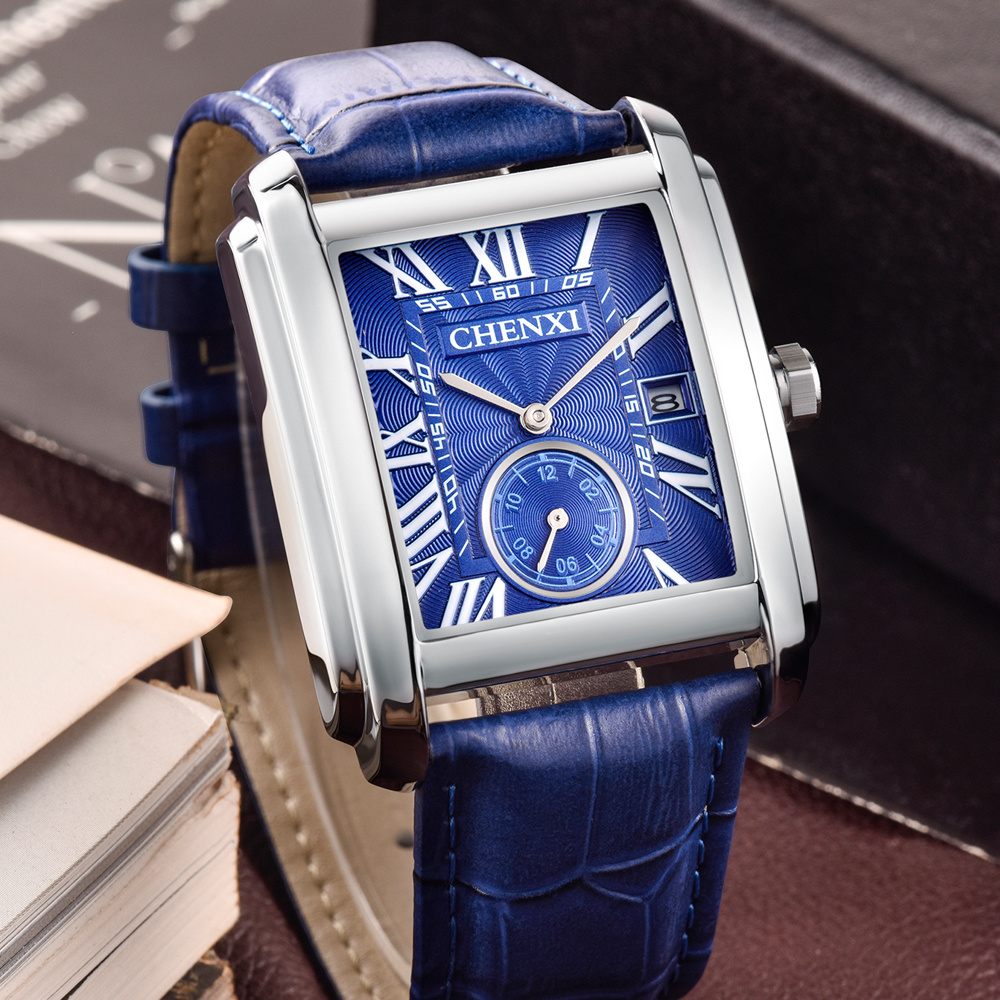 CHENXI 8216 Fashion Classic Sq - Leather Watch Band Men 评论和价格