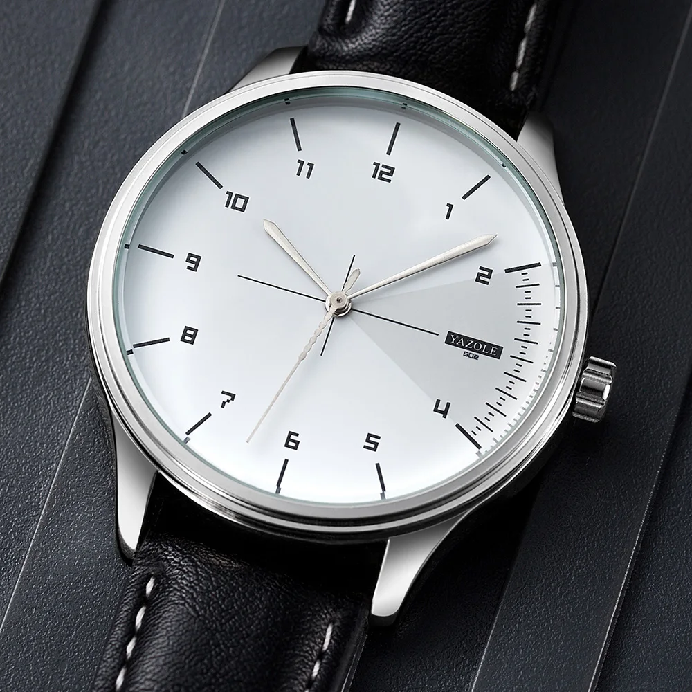 Top Brand YAZOLE Quartz Watche - Leather Watch Band Men 评论和价格